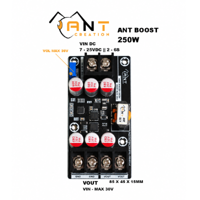 ABT250 - Mạch Boost tăng áp 250W(công suất thực), Tích hợp chỉnh điện áp VOL adjust 30VDC